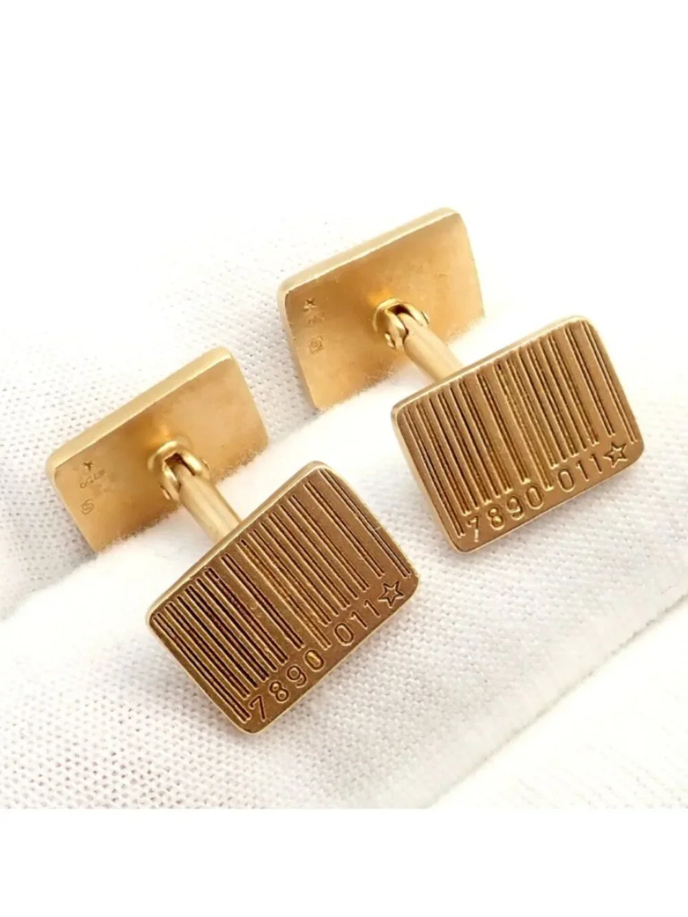 Rare! H. Stern 18k Yellow Gold UPC Bar Code Cufflinks